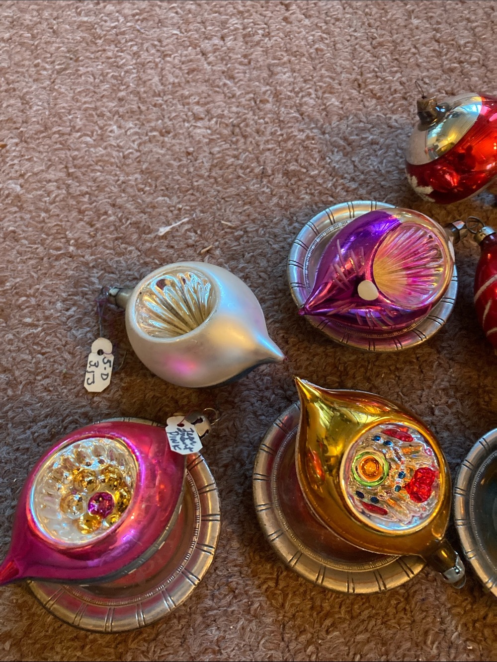 Vintage antique Mercury glass indent reflector Christmas ornaments 12 - Picture 3 of 10
